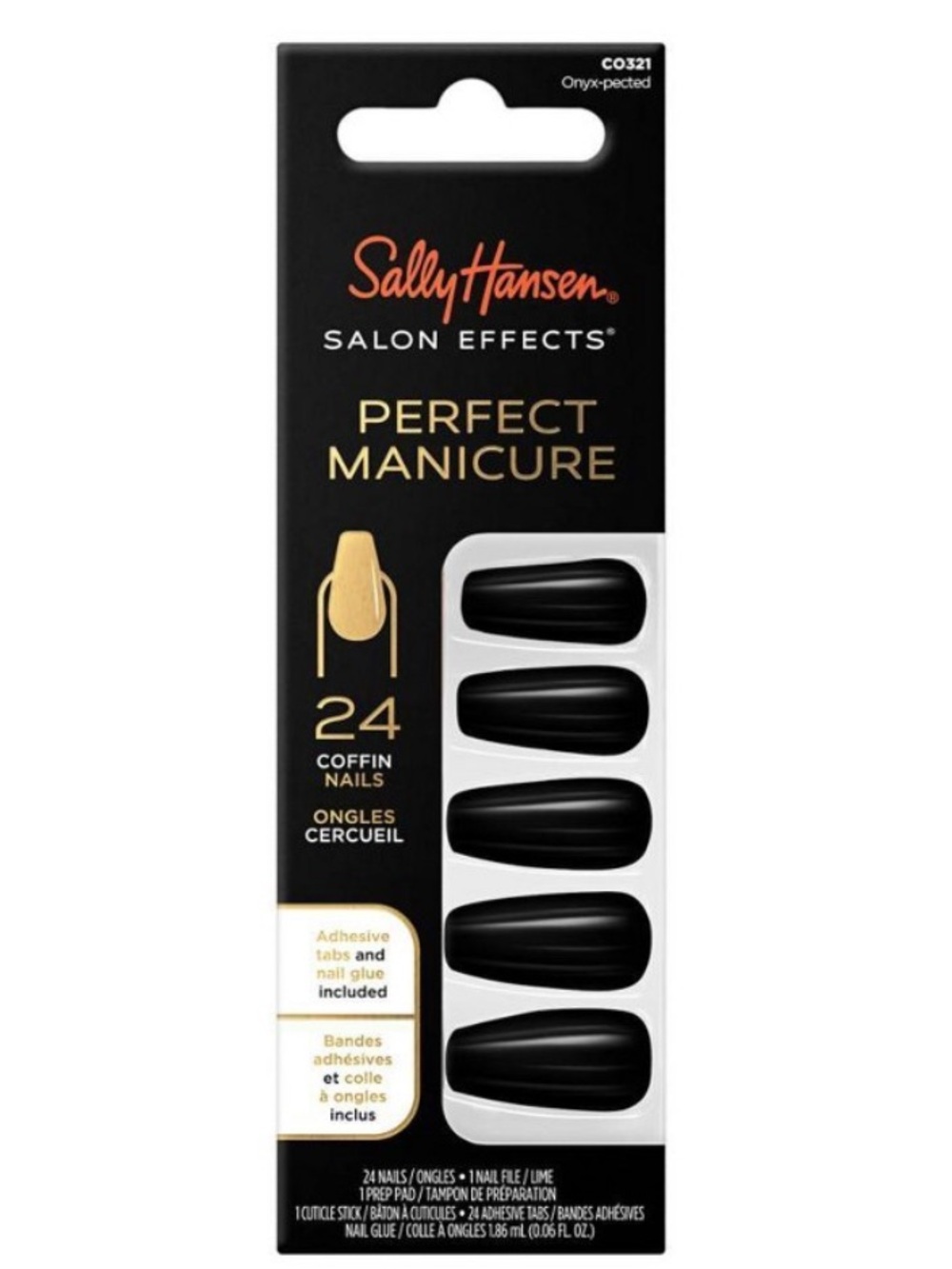 Sally Hansen Perfect Manicure Coffin Press-On Nails - Black